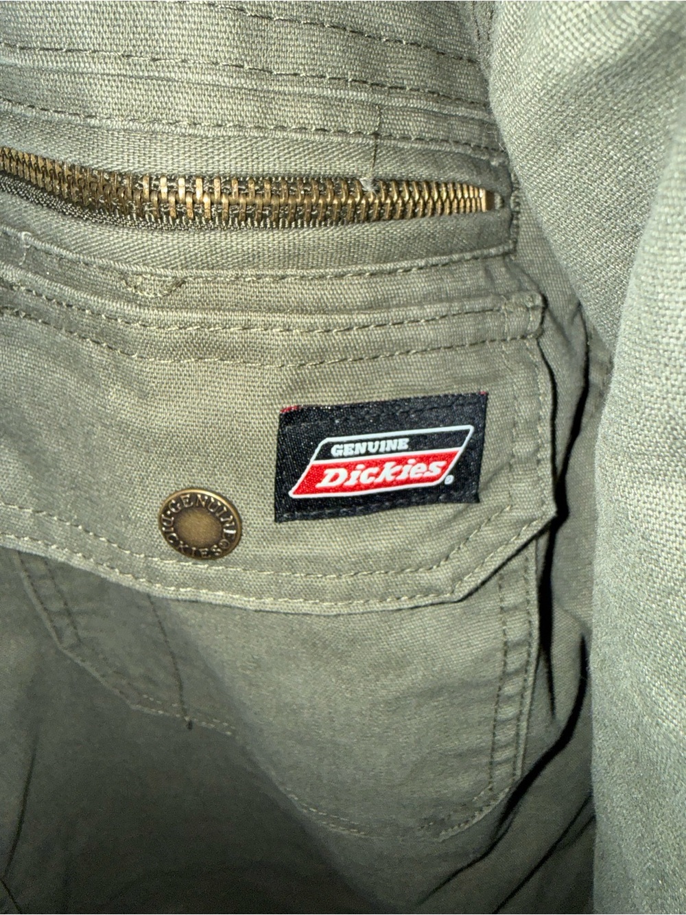 Dickies Men L Sherpa Lined Hooded Work Jacket Olive Green Canvas Utility Coat - Picture 2 of 5